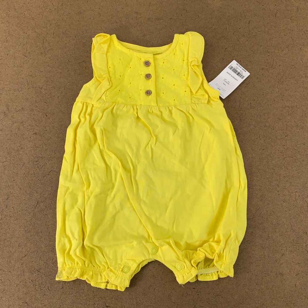 Carter's Baby Size 6 Months Blue Strawberry Shorts & Yellow Romper 2 Pieces NWT - Picture 4 of 6